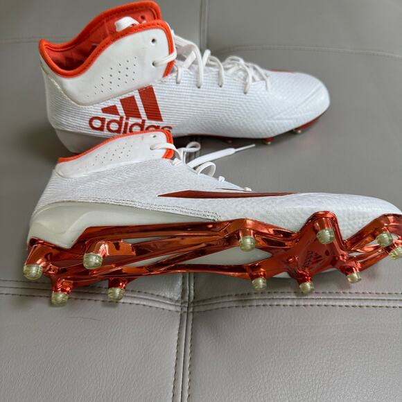 Adidas Adizero 5-Star White/Orange Men's 11 Football Cleats - Picture 2 of 7